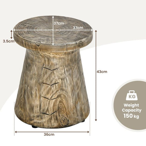 Garden Tree Stump Side Table with Adjustable Foot Pads