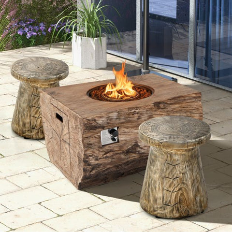 Garden Tree Stump Side Table with Adjustable Foot Pads
