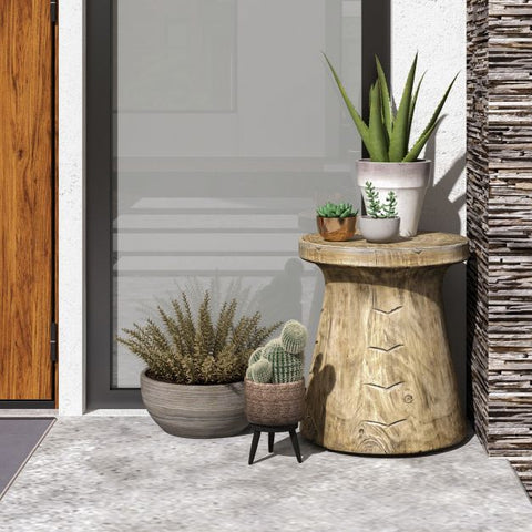 Garden Tree Stump Side Table with Adjustable Foot Pads