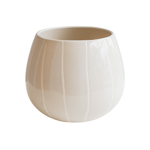 Elegant Handmade Striped Planter with Glaze Finish