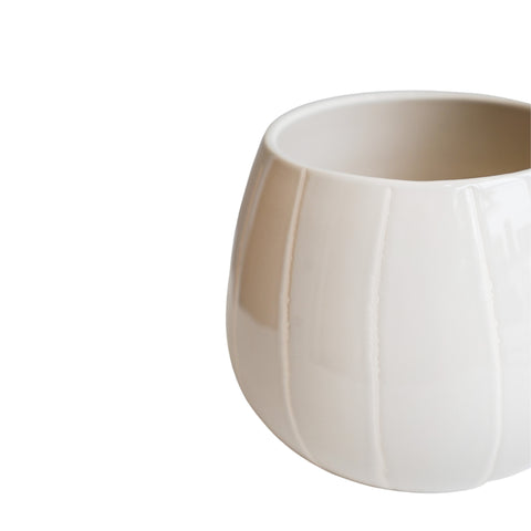 Elegant Handmade Striped Planter with Glaze Finish