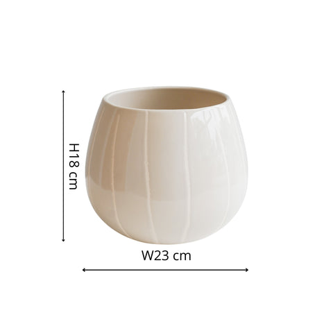 Elegant Handmade Striped Planter with Glaze Finish