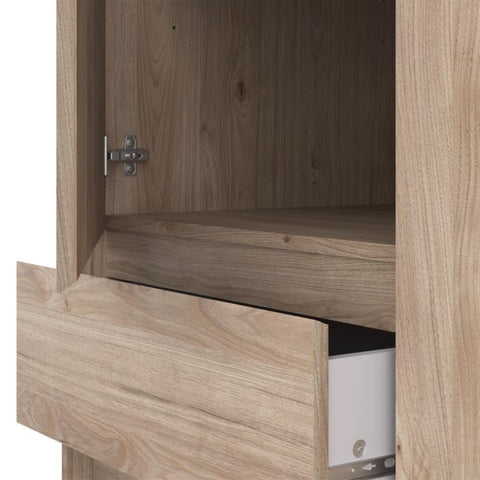 Contemporary and Elegant Hickory Oak Wardrobe with Sliding Door and Drawers