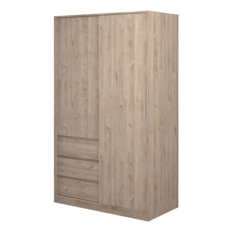Contemporary and Elegant Hickory Oak Wardrobe with Sliding Door and Drawers