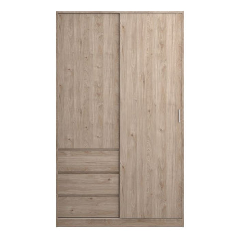 Contemporary and Elegant Hickory Oak Wardrobe with Sliding Door and Drawers