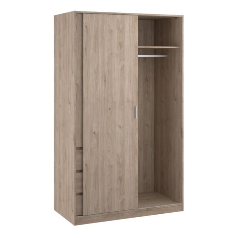 Contemporary and Elegant Hickory Oak Wardrobe with Sliding Door and Drawers