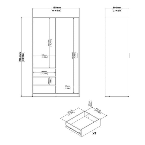 Contemporary and Elegant Hickory Oak Wardrobe with Sliding Door and Drawers