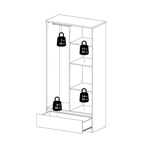 Elegant Scandinavian High Gloss Wardrobe with Spacious Shelves in White