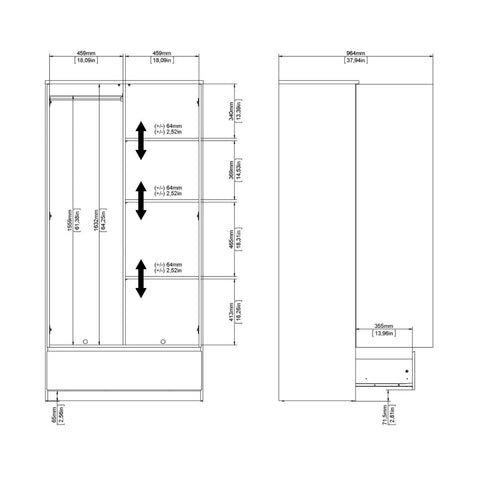 Elegant Scandinavian High Gloss Wardrobe with Spacious Shelves in White