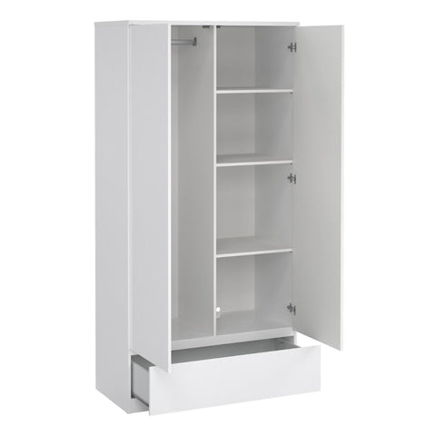 Elegant Scandinavian High Gloss Wardrobe with Spacious Shelves in White
