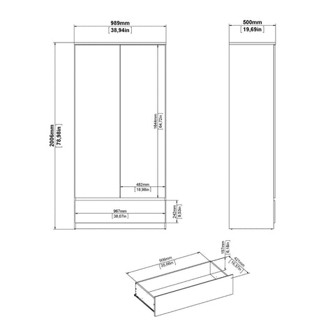 Elegant Scandinavian High Gloss Wardrobe with Spacious Shelves in White