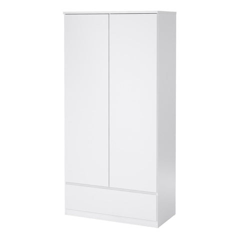Elegant Scandinavian High Gloss Wardrobe with Spacious Shelves in White
