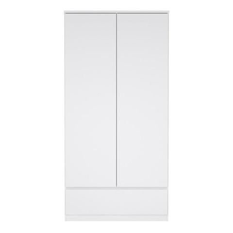 Elegant Scandinavian High Gloss Wardrobe with Spacious Shelves in White