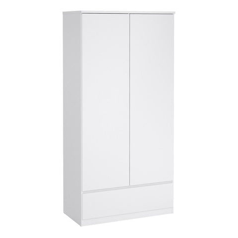 Elegant Scandinavian High Gloss Wardrobe with Spacious Shelves in White