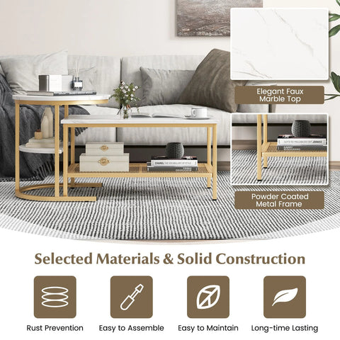 Practical and Stylish Set of 2 Nesting Coffee Tables
