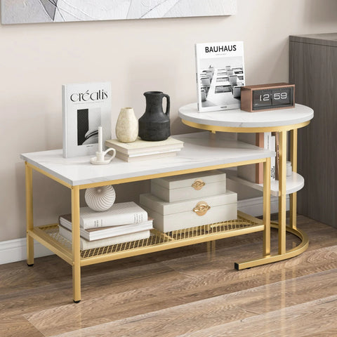 Practical and Stylish Set of 2 Nesting Coffee Tables