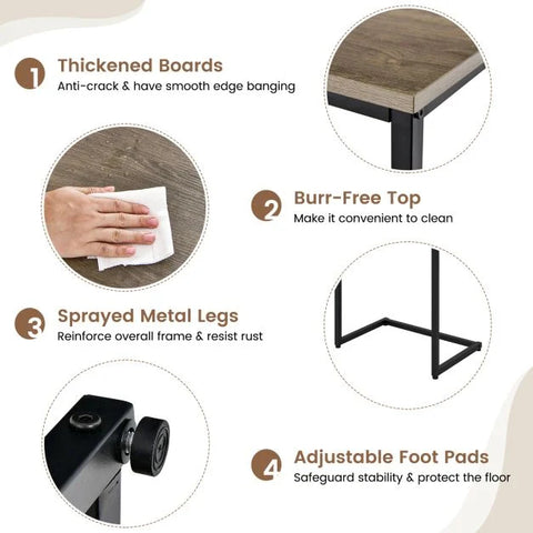 Compact C-Shaped Nested Side Table Set with Sturdy Metal Frame and Industrial Design