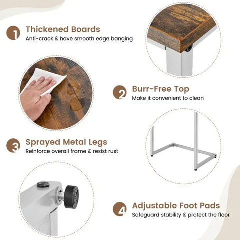 Compact C-Shaped Nested Side Table Set with Sturdy Metal Frame and Industrial Design
