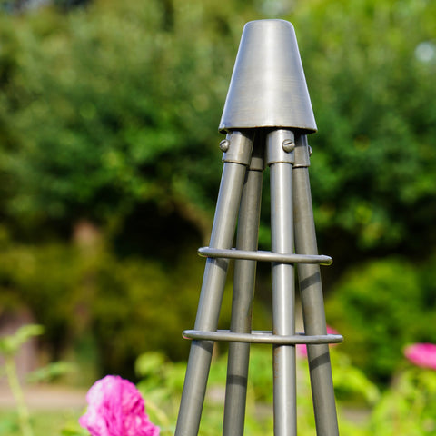 Rustic Outdoor Plant Climber Tripod in Zinc Finish