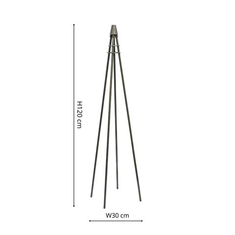 Rustic Outdoor Plant Climber Tripod in Zinc Finish