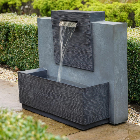 Elegant Outdoor Water Feature with Contemporary Design and Cement Finish