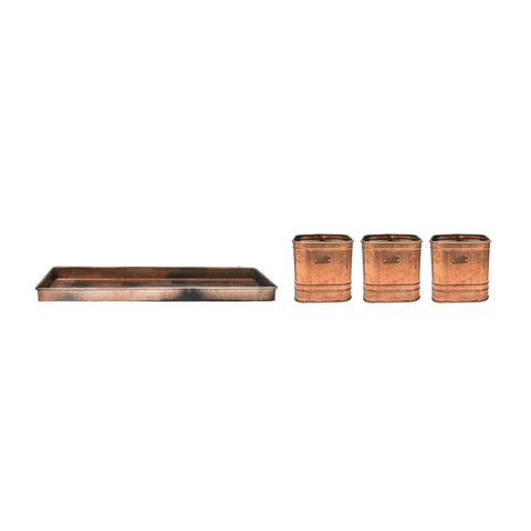 Copper Kitchen Inspired Herb Planters set of 3 with Large Tray