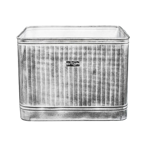 Classic Weather-resistant Rectangular Metal Planter in silver