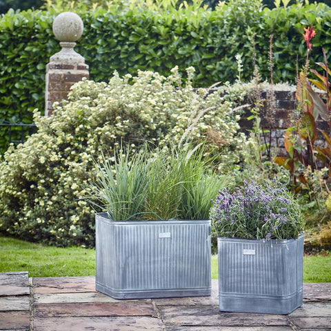 Classic Weather-resistant Rectangular Metal Planter in silver
