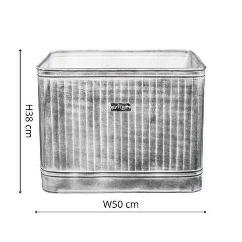 Classic Weather-resistant Rectangular Metal Planter in silver