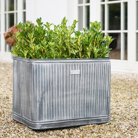 Classic Weather Resistant Square Metal Planter in Silver