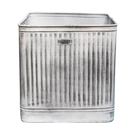 Classic Weather Resistant Square Metal Planter in Silver