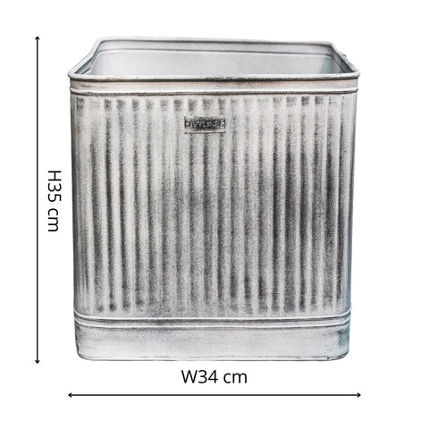 Classic Weather Resistant Square Metal Planter in Silver