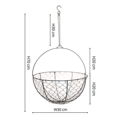 Versatile Wired Hanging Basket with Zinc Finish