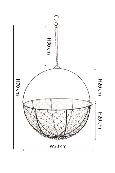 Versatile Wired Hanging Basket with Zinc Finish