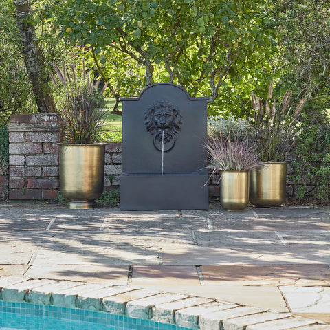 Elegant Lion Water Feature with Contemporary Design in Granite Finish