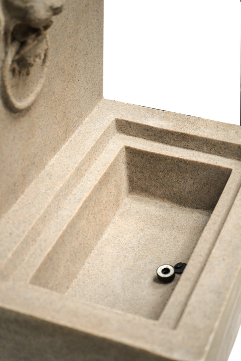 Elegant Lion Water Feature with Contemporary Design in Sandstone Finish