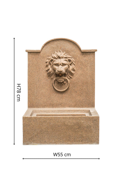 Elegant Lion Water Feature with Contemporary Design in Sandstone Finish