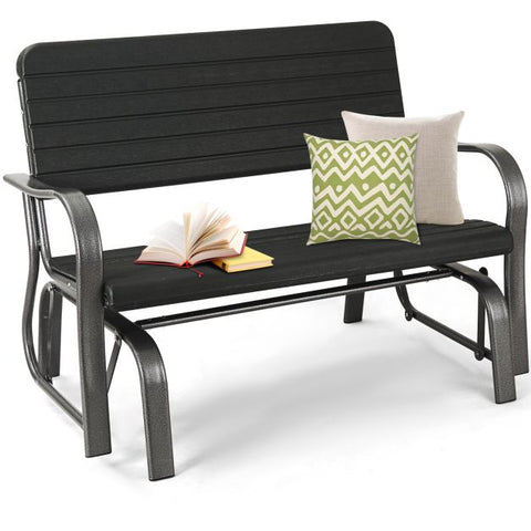 Glider Bench with Ergonomic Backrest and Armrests in Black
