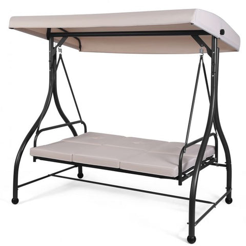 Durable Garden Swing with Steel Frame and Adjustable Canopy