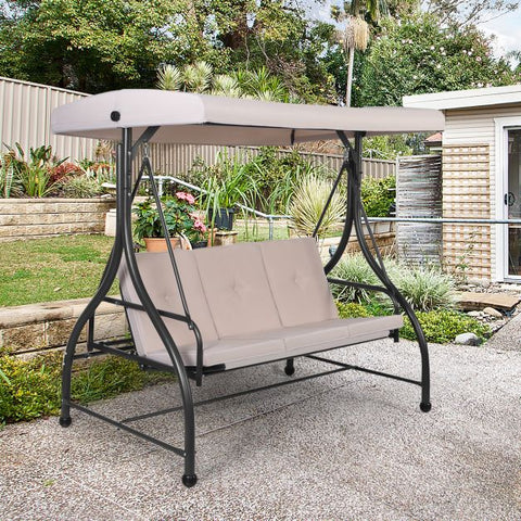 Durable Garden Swing with Steel Frame and Adjustable Canopy