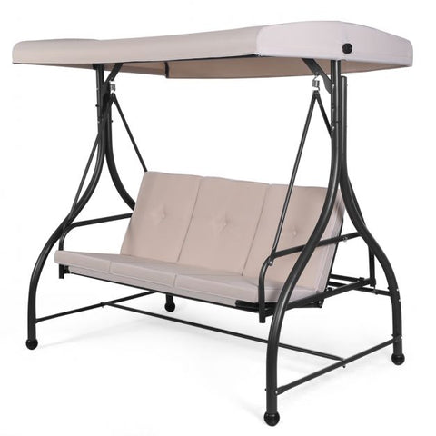 Durable Garden Swing with Steel Frame and Adjustable Canopy