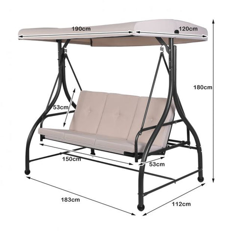 Durable Garden Swing with Steel Frame and Adjustable Canopy