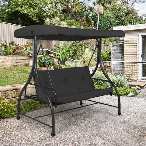 Durable Garden Swing with Steel Frame and Adjustable Canopy
