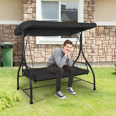 Durable Garden Swing with Steel Frame and Adjustable Canopy