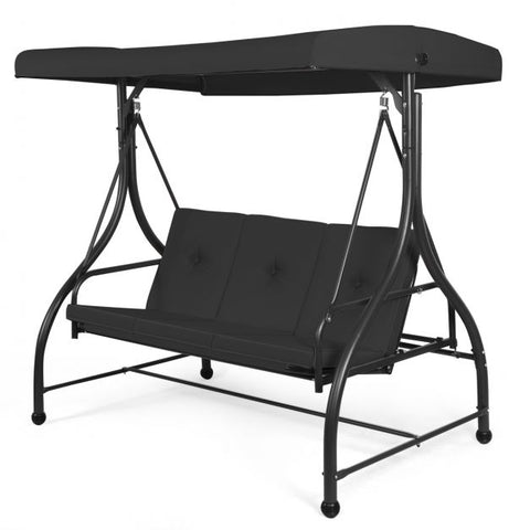 Durable Garden Swing with Steel Frame and Adjustable Canopy