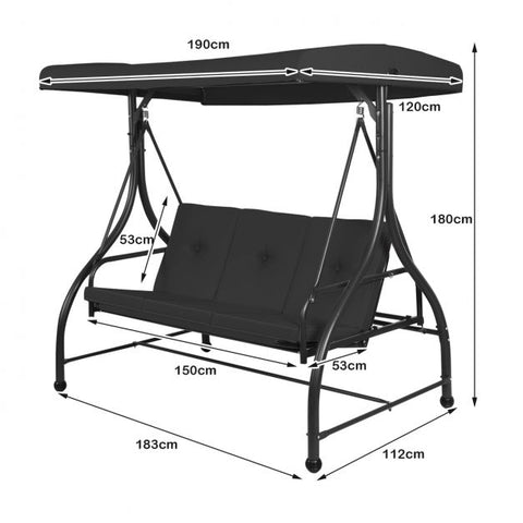 Durable Garden Swing with Steel Frame and Adjustable Canopy