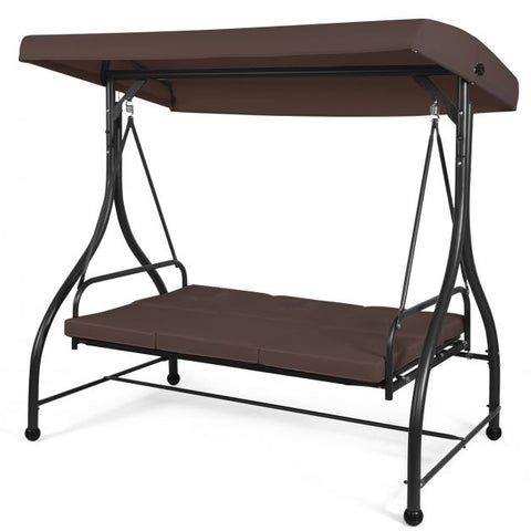 Durable Garden Swing with Steel Frame and Adjustable Canopy