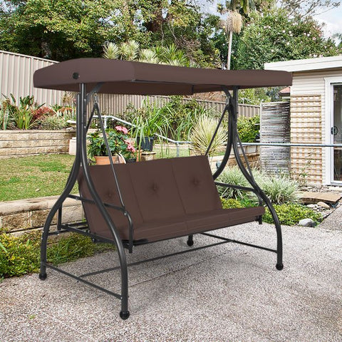 Durable Garden Swing with Steel Frame and Adjustable Canopy