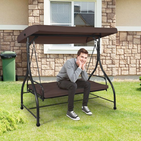 Durable Garden Swing with Steel Frame and Adjustable Canopy