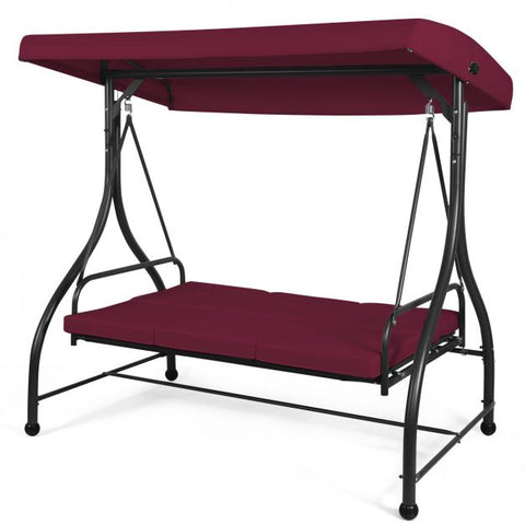 Durable Garden Swing with Steel Frame and Adjustable Canopy